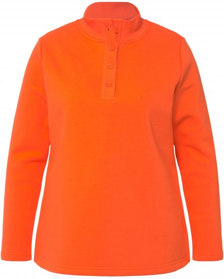 Ulla Popken Collared Long Sleeve Sweatshirt Tangerine - Hættetrøjer og sweatshirts - Bløde sweatshirts, hoodies & strik