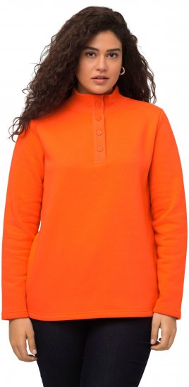 Ulla Popken Collared Long Sleeve Sweatshirt Tangerine - Hættetrøjer og sweatshirts - Bløde sweatshirts, hoodies & strik