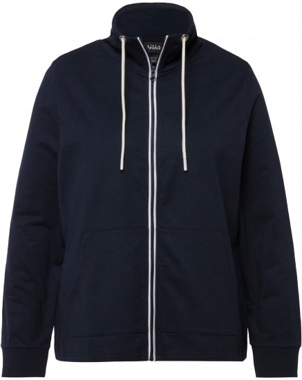 Ulla Popken Contrast Color Zip Up Sweatshirt Navy - Hættetrøjer og sweatshirts - Bløde sweatshirts, hoodies & strik