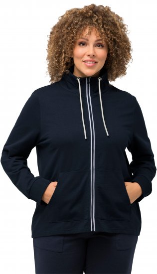 Ulla Popken Contrast Color Zip Up Sweatshirt Navy - Hættetrøjer og sweatshirts - Bløde sweatshirts, hoodies & strik