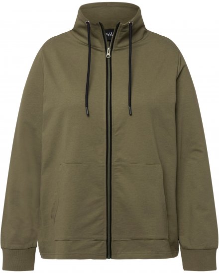 Ulla Popken Contrast Color Zip Up Sweatshirt Loden Green - Hættetrøjer og sweatshirts - 