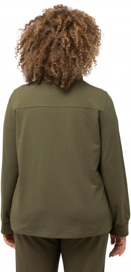 Ulla Popken Contrast Color Zip Up Sweatshirt Loden Green - Hættetrøjer og sweatshirts - 