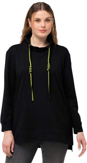Ulla Popken GLOW Lettered Collared Sweatshirt Black - Hættetrøjer og sweatshirts - Bløde sweatshirts, hoodies & strik