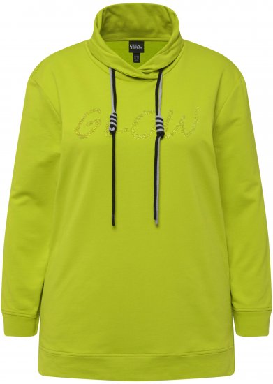 Ulla Popken GLOW Lettered Collared Sweatshirt Apple Green - Hættetrøjer og sweatshirts - Bløde sweatshirts, hoodies & strik