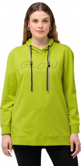 Ulla Popken GLOW Lettered Collared Sweatshirt Apple Green - Hættetrøjer og sweatshirts - Bløde sweatshirts, hoodies & strik