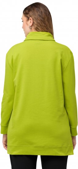Ulla Popken GLOW Lettered Collared Sweatshirt Apple Green - Hættetrøjer og sweatshirts - Bløde sweatshirts, hoodies & strik