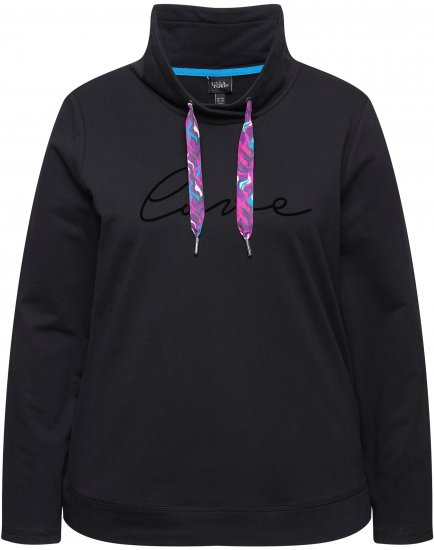 Ulla Popken Stand-Up Collar Long Sleeve Sweatshirt Black - Hættetrøjer og sweatshirts - Bløde sweatshirts, hoodies & strik