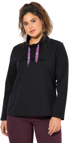Ulla Popken Stand-Up Collar Long Sleeve Sweatshirt Black - Hættetrøjer og sweatshirts - Bløde sweatshirts, hoodies & strik