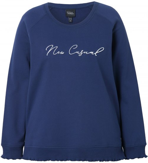 Ulla Popken NEW CASUAL Ruffled Hem Sweatshirt Navy - Hættetrøjer og sweatshirts - Bløde sweatshirts, hoodies & strik