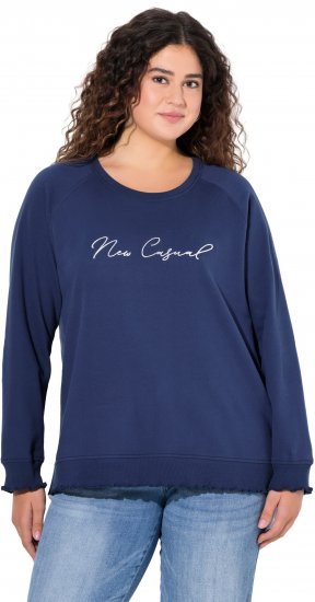 Ulla Popken NEW CASUAL Ruffled Hem Sweatshirt Navy - Hættetrøjer og sweatshirts - Bløde sweatshirts, hoodies & strik