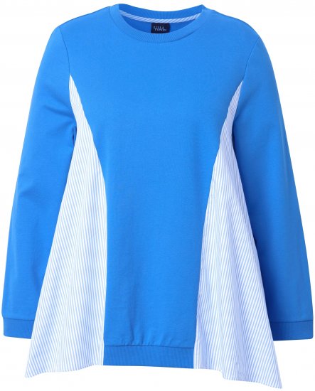 Ulla Popken Pinstripe Gore Long Sleeve Sweatshirt Peacock Blue - Hættetrøjer og sweatshirts - 