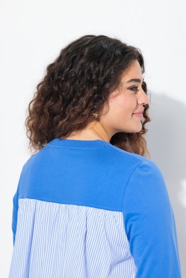 Ulla Popken Pinstripe Gore Long Sleeve Sweatshirt Peacock Blue - Hættetrøjer og sweatshirts - Bløde sweatshirts, hoodies & strik