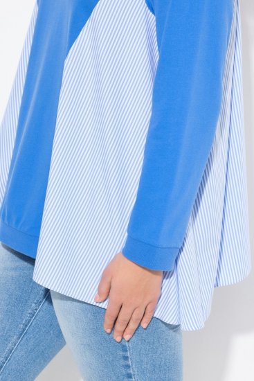 Ulla Popken Pinstripe Gore Long Sleeve Sweatshirt Peacock Blue - Hættetrøjer og sweatshirts - Bløde sweatshirts, hoodies & strik