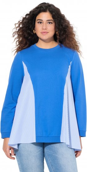 Ulla Popken Pinstripe Gore Long Sleeve Sweatshirt Peacock Blue - Hættetrøjer og sweatshirts - 