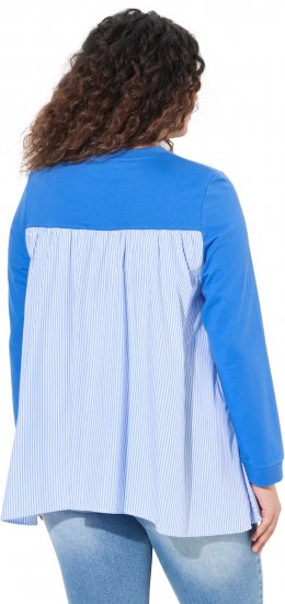 Ulla Popken Pinstripe Gore Long Sleeve Sweatshirt Peacock Blue - Hættetrøjer og sweatshirts - 