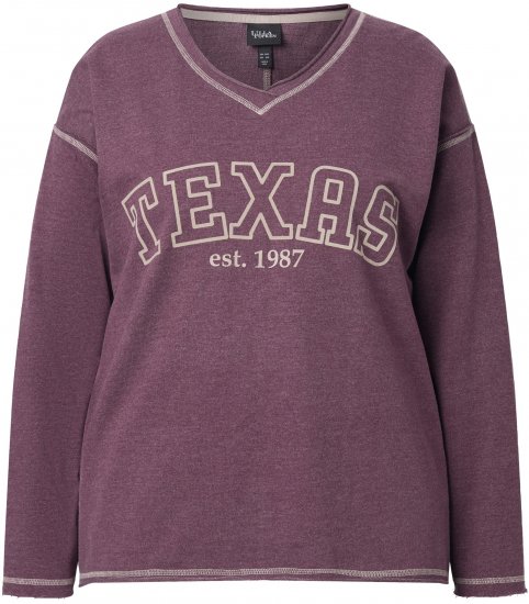 Ulla Popken Texas Contrast Stitching Sweatshirt Dark Ruby - Hættetrøjer og sweatshirts - Bløde sweatshirts, hoodies & strik
