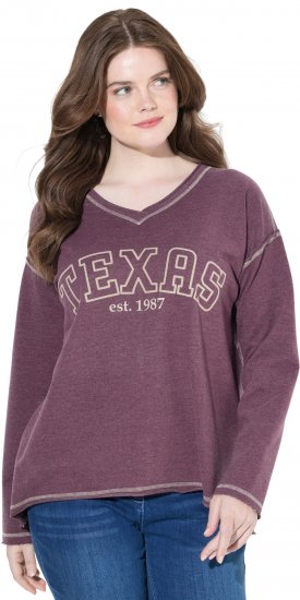 Ulla Popken Texas Contrast Stitching Sweatshirt Dark Ruby - Hættetrøjer og sweatshirts - Bløde sweatshirts, hoodies & strik