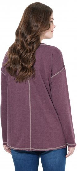 Ulla Popken Texas Contrast Stitching Sweatshirt Dark Ruby - Hættetrøjer og sweatshirts - Bløde sweatshirts, hoodies & strik