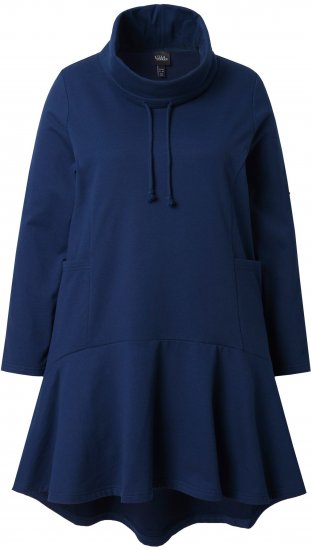 Ulla Popken Flounce Panel Long Sleeve Sweatshirt Dress Navy - Hættetrøjer og sweatshirts - Bløde sweatshirts, hoodies & strik