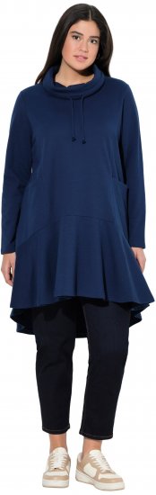 Ulla Popken Flounce Panel Long Sleeve Sweatshirt Dress Navy - Hættetrøjer og sweatshirts - Bløde sweatshirts, hoodies & strik