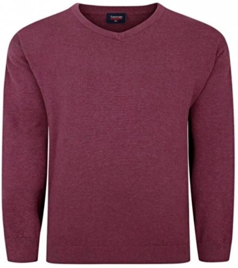 Espionage KW031 V-Neck Pullover Grape Red - Trøjer og hættetrøjer - Trøjer og Hættetrøjer i store størrelser - 2XL-14XL