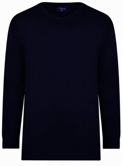 Espionage KW031 V-Neck Pullover Navy - Trøjer og hættetrøjer - Trøjer og Hættetrøjer i store størrelser - 2XL-14XL