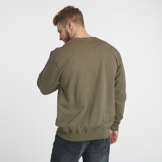 North Latitude Denim Logo Sweatshirt Dusty Olive Green TALL - TALL trøjer - TALL sweatshirts til høje mænd