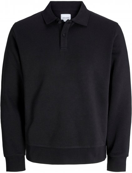 Jack & Jones Bradley Sweatshirt Polo Black - Trøjer og hættetrøjer - Trøjer og Hættetrøjer i store størrelser - 2XL-14XL