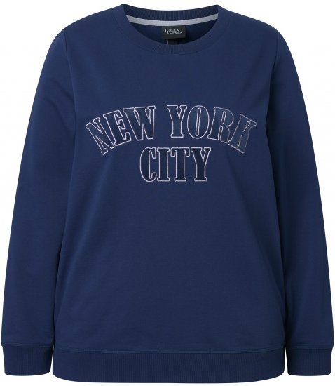 Ulla Popken NYC Embroidered Long Sleeve Sweatshirt Ink Blue - Hættetrøjer og sweatshirts - 