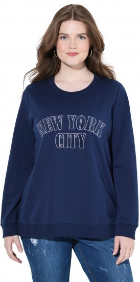Ulla Popken NYC Embroidered Long Sleeve Sweatshirt Ink Blue - Hættetrøjer og sweatshirts - 