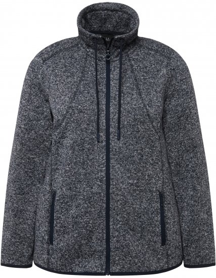 Ulla Popken Heather Knit Fleece Jacket Navy - Hættetrøjer og sweatshirts - 