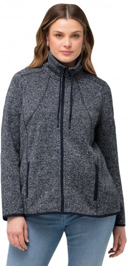 Ulla Popken Heather Knit Fleece Jacket Navy - Hættetrøjer og sweatshirts - 