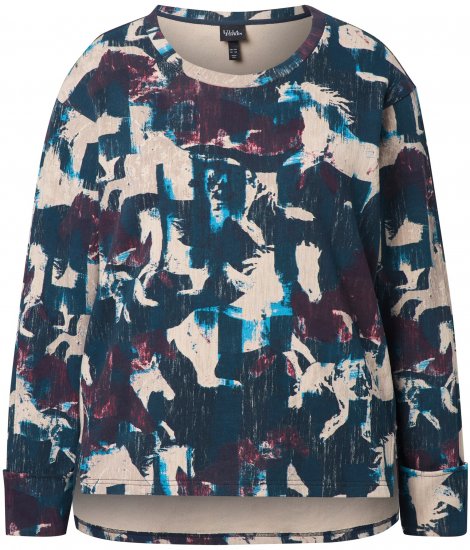 Ulla Popken Horse Print Long Sleeve Sweatshirt Navy - Hættetrøjer og sweatshirts - 