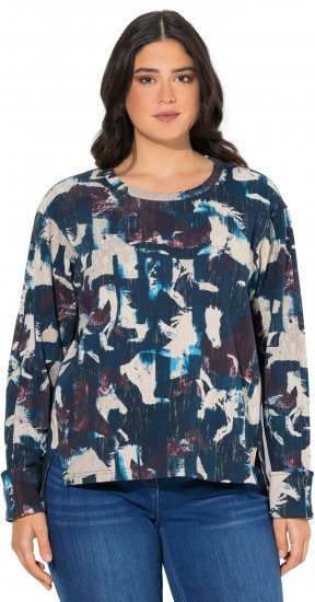 Ulla Popken Horse Print Long Sleeve Sweatshirt Navy - Hættetrøjer og sweatshirts - 