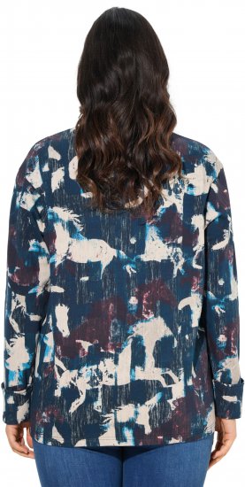 Ulla Popken Horse Print Long Sleeve Sweatshirt Navy - Hættetrøjer og sweatshirts - 