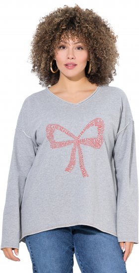 Ulla Popken Bow City Lettering Sweatshirt Light Grey Melange - Hættetrøjer og sweatshirts - 