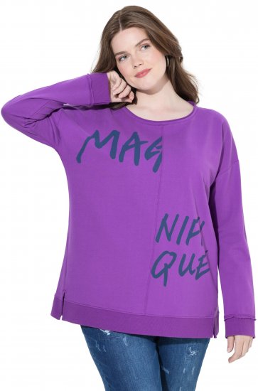 Ulla Popken Magnifique Split Style Sweatshirt Purple - Hættetrøjer og sweatshirts - 