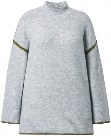 Ulla Popken Decorative Seam Sweater Light Grey Melange - Hættetrøjer og sweatshirts - 