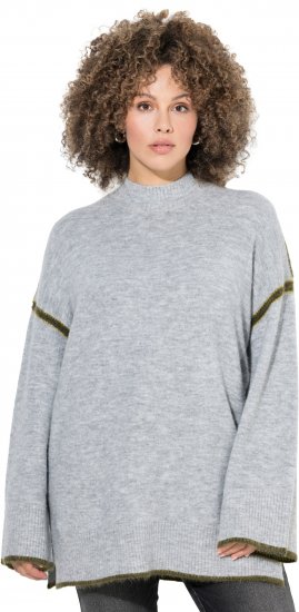 Ulla Popken Decorative Seam Sweater Light Grey Melange - Hættetrøjer og sweatshirts - 