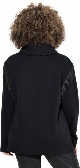 Ulla Popken Chain Fringe Smooth Fleece Sweatshirt Black - Hættetrøjer og sweatshirts - 
