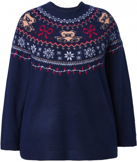 Ulla Popken Norwegian Style Christmas Sweater Blue - Hættetrøjer og sweatshirts - 
