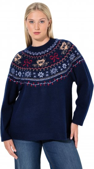 Ulla Popken Norwegian Style Christmas Sweater Blue - Hættetrøjer og sweatshirts - 
