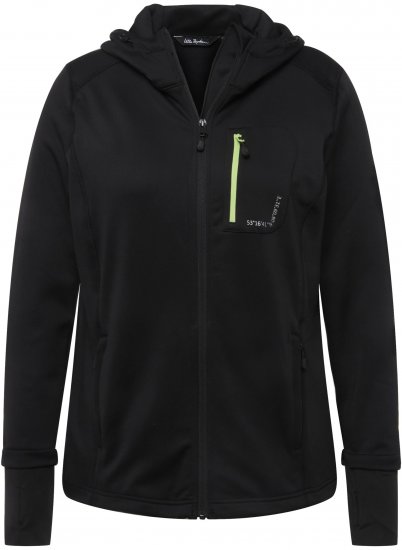 Ulla Popken HYPRAR Zip Front Hooded Stretch Sweatshirt Black - Hættetrøjer og sweatshirts - 
