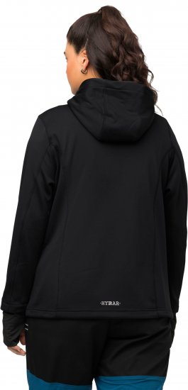 Ulla Popken HYPRAR Zip Front Hooded Stretch Sweatshirt Black - Hættetrøjer og sweatshirts - 