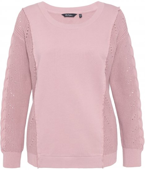 Ulla Popken Mixed Knit Patch Look Sweatshirt Old Pink - Hættetrøjer og sweatshirts - 