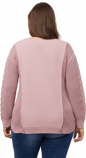Ulla Popken Mixed Knit Patch Look Sweatshirt Old Pink - Hættetrøjer og sweatshirts - 