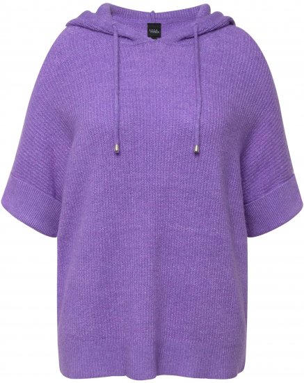 Ulla Popken Fuzzy Knit Short Sleeve Hoodie Pale Lilac - Hættetrøjer og sweatshirts - Bløde sweatshirts, hoodies & strik