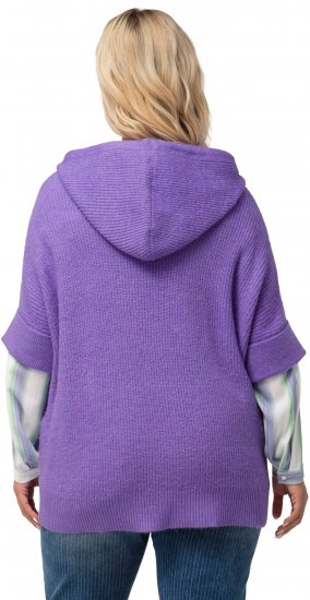 Ulla Popken Fuzzy Knit Short Sleeve Hoodie Pale Lilac - Hættetrøjer og sweatshirts - Bløde sweatshirts, hoodies & strik