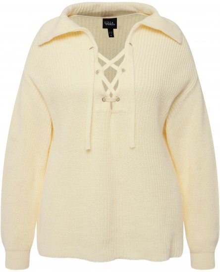 Ulla Popken Lace Up Sailor Collar Sweater Vanilla - Hættetrøjer og sweatshirts - 