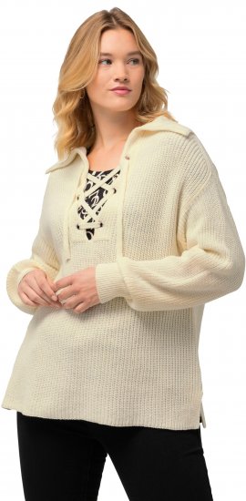 Ulla Popken Lace Up Sailor Collar Sweater Vanilla - Hættetrøjer og sweatshirts - 